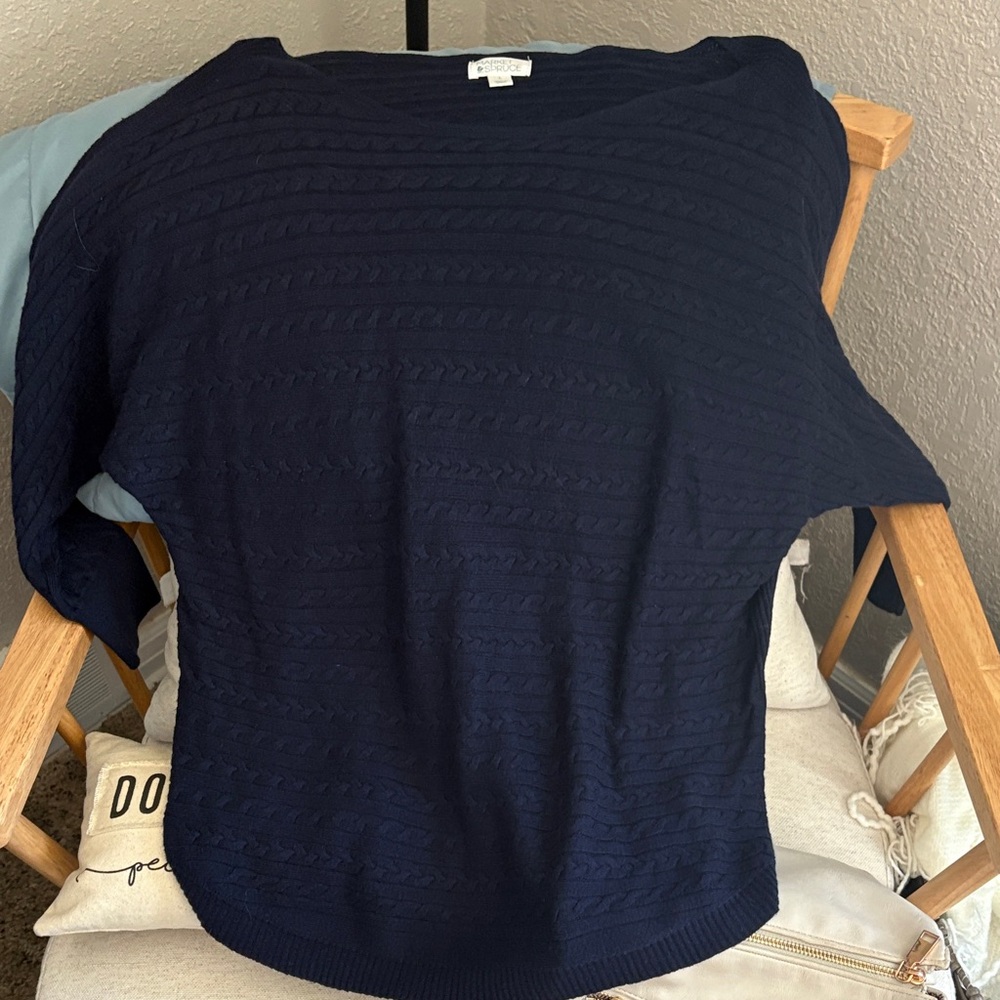 Market & Spruce Deep Blue Textured Sweater